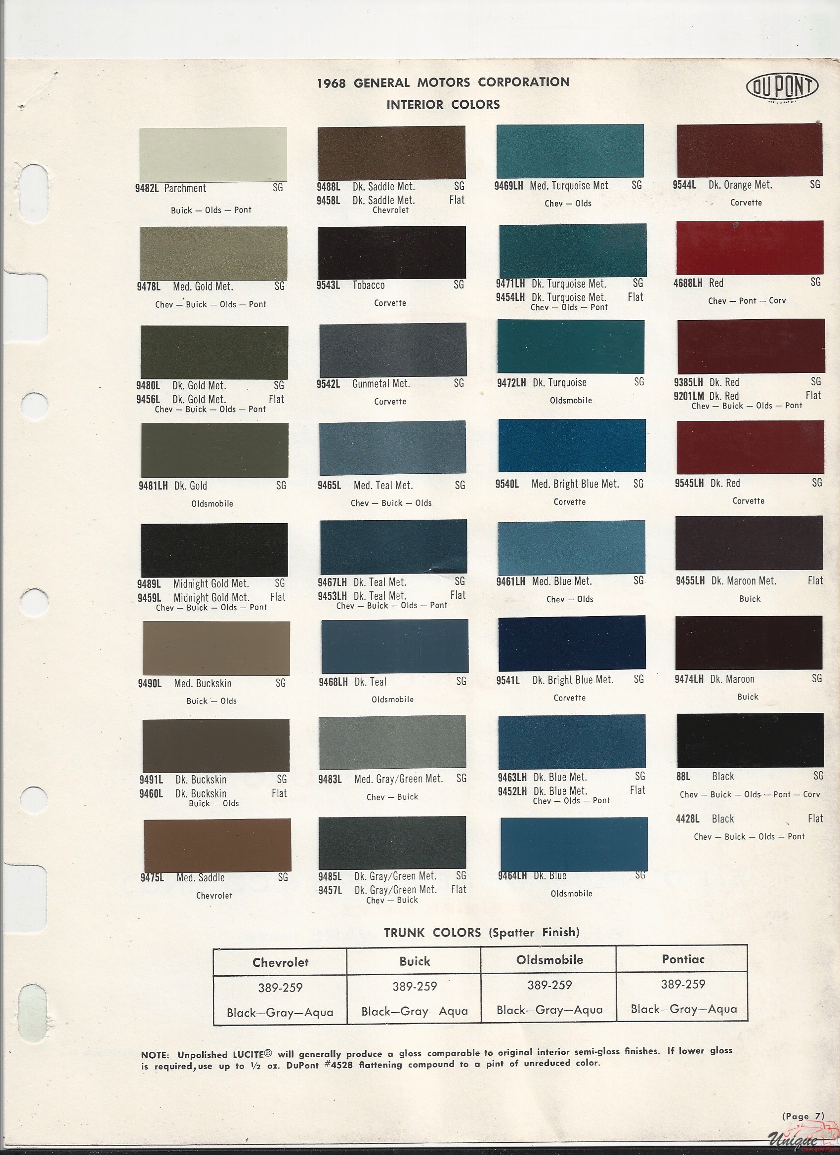 1968 GM-7 Paint Charts